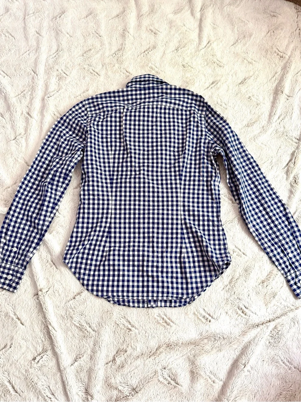 Ralph Lauren Blue and White Gingham Button-Down Shirt
